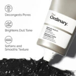 “The Ordinary Salicylic Acid 2% Masque tube on white background” “The Ordinary Salicylic Acid 2% Masque texture close-up” “Charcoal and clay-based exfoliating masque by The Ordinary”