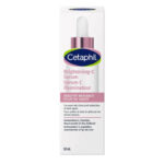 “Cetaphil Healthy Radiance Brightening C-Serum bottle on white background” “Brightening C-Serum for dark spots and uneven skin tone” “Cetaphil C-Serum for sensitive skin with niacinamide and sea daffodil” “Radiance-boosting Vitamin C serum by Cetaphil”
