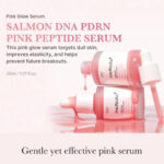 Medicube PDRN Pink Peptide Serum 30ml bottle Korean glass skin serum with pink formula texture Medicube peptide serum packaging front view Hydrating brightening serum for glowing skin Lightweight pink serum texture close-up